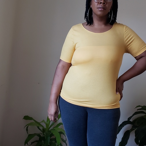 Yellow Plus Size Ribbed top - Picture 5 of 5